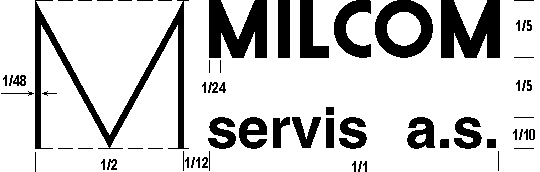 LOGO MILCOM servis a.s. - rozměry